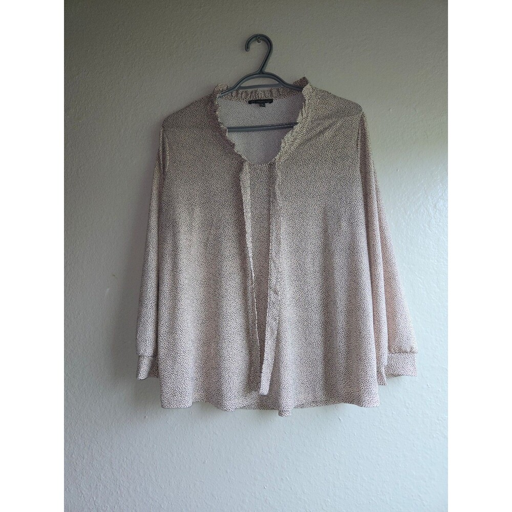 Adrianna Papell Polka Dot Blouse - Women's Long Sleeve Top - Size L - Chic Style